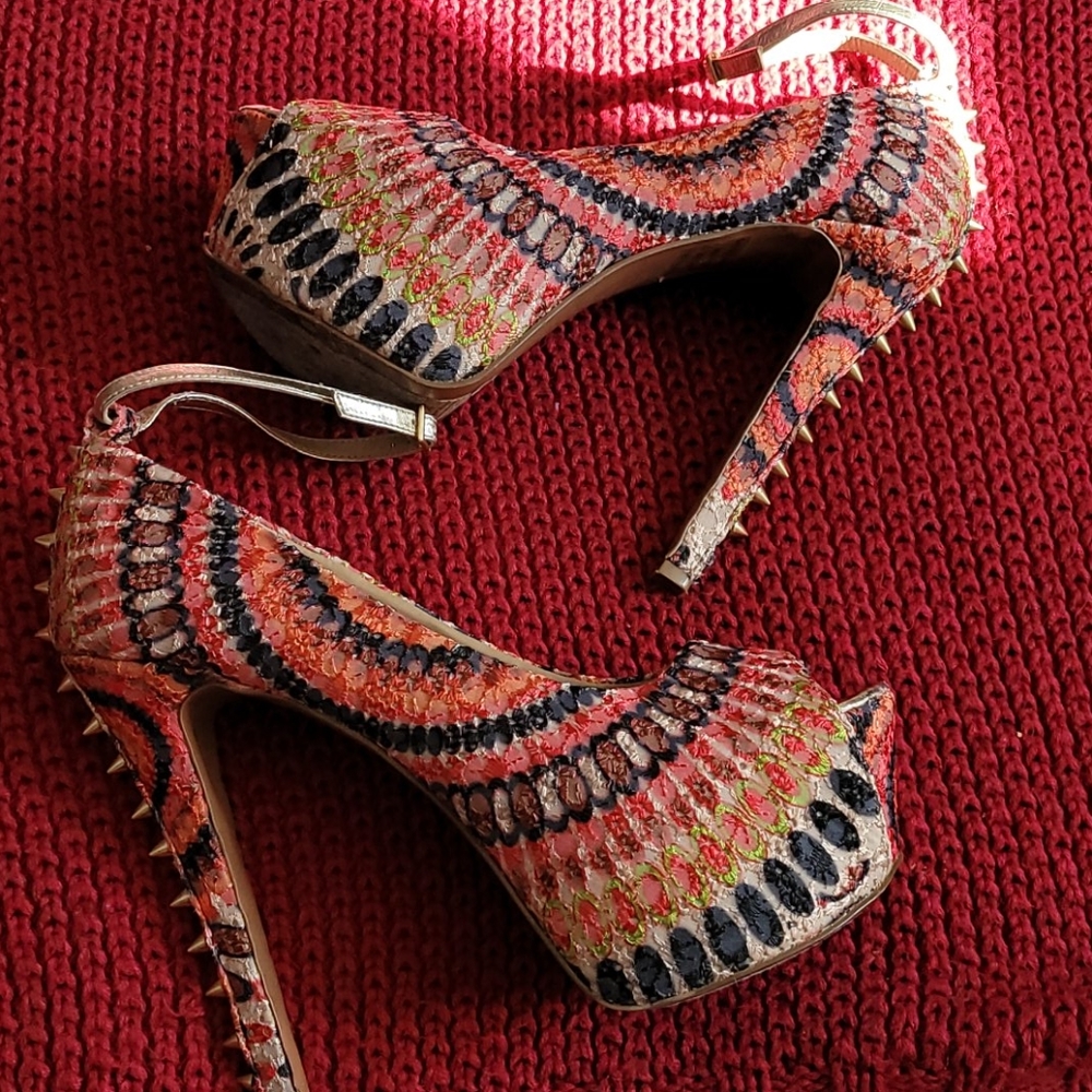 WILD PAIR Multicolor Platform Heels With Studs